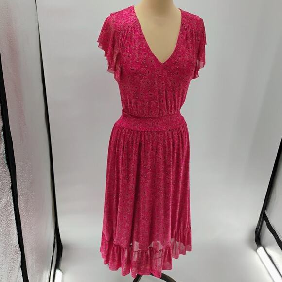 Evereve Women's Elena Short Sleeve Floral V Neck Midi Dress Sz Xs - Picture 7 of 14